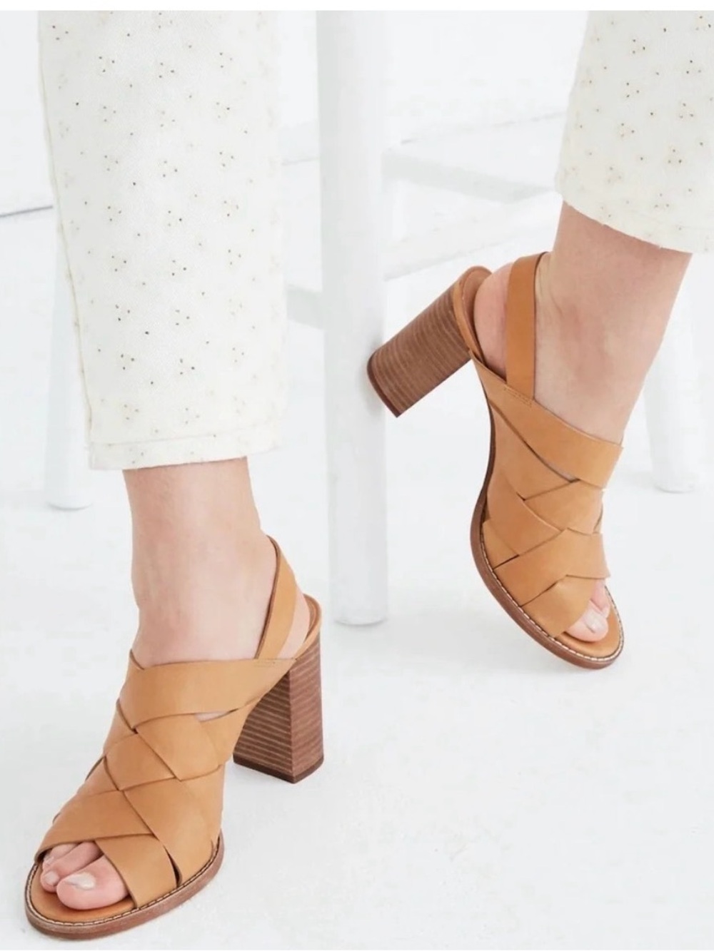 Madewell The Cindy High Heel Woven Leather Sandals size 8.5